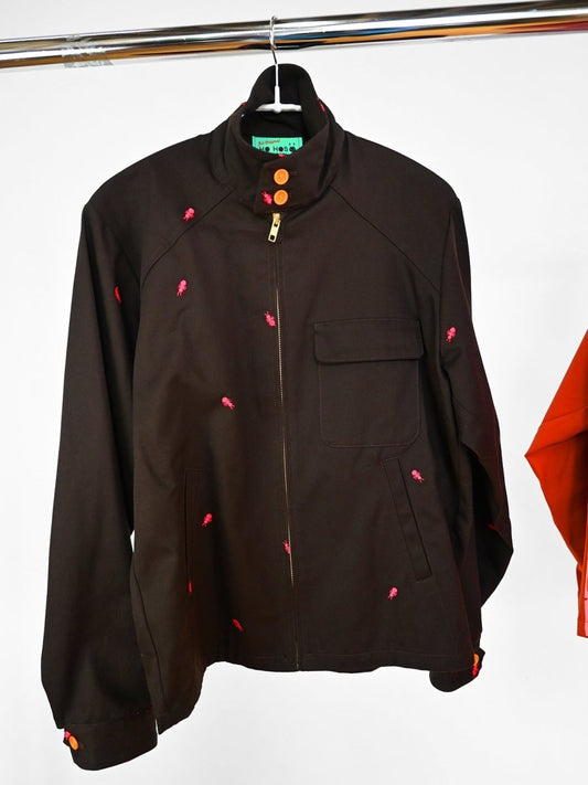 "Ants All Over" Embroidered Jacket - Chocolate/Magenta (ONE-OFF)