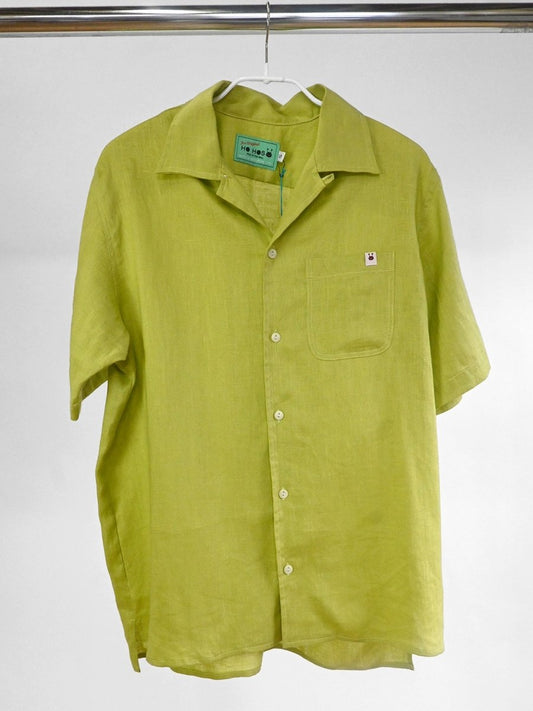 Linen button-up Shirt - Chartreuse. By HO HOS HOLE IN THE WALL