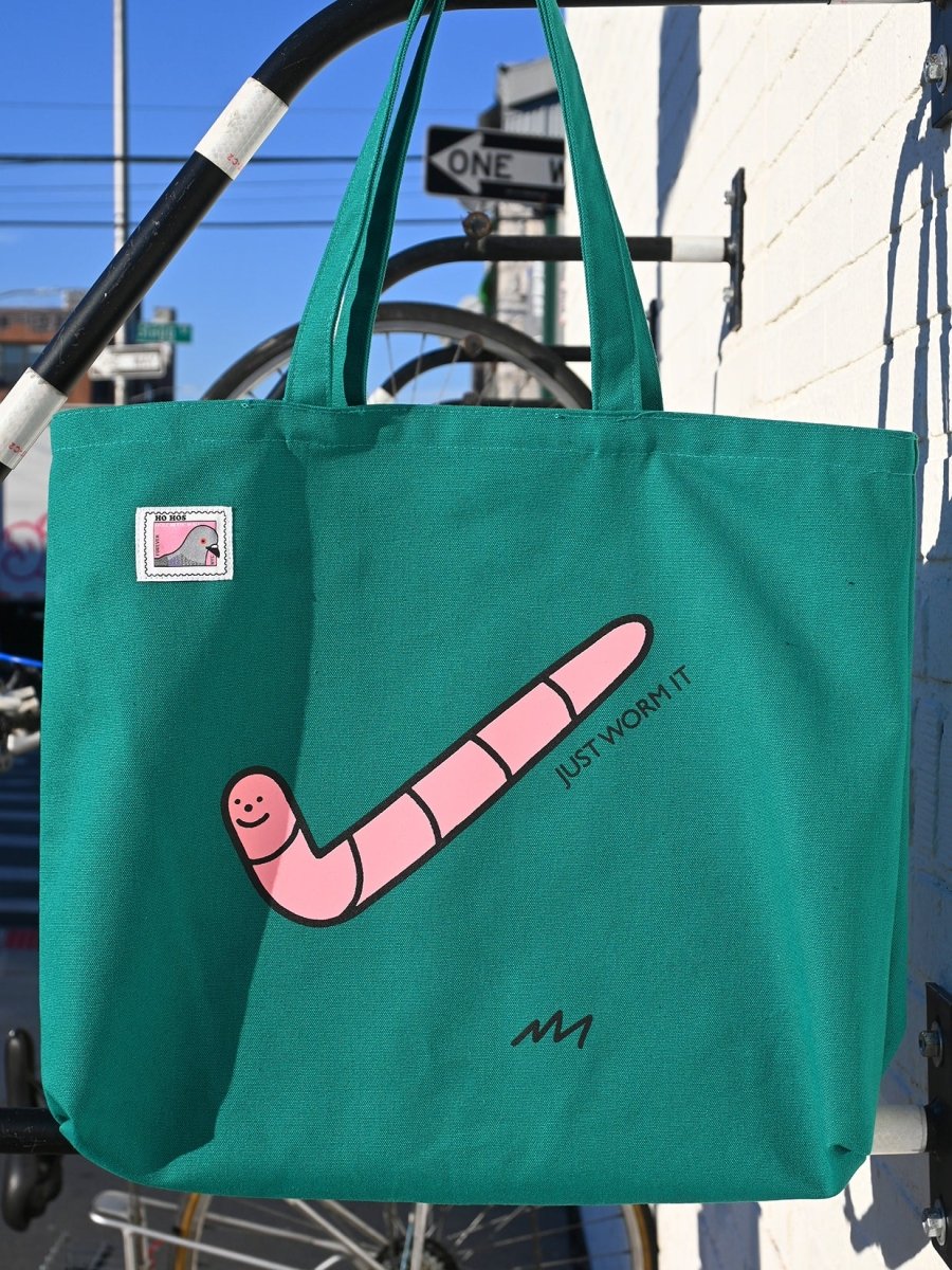 "Just Worm It" tote bag - Design by HO HOS HOLE IN THE WALL