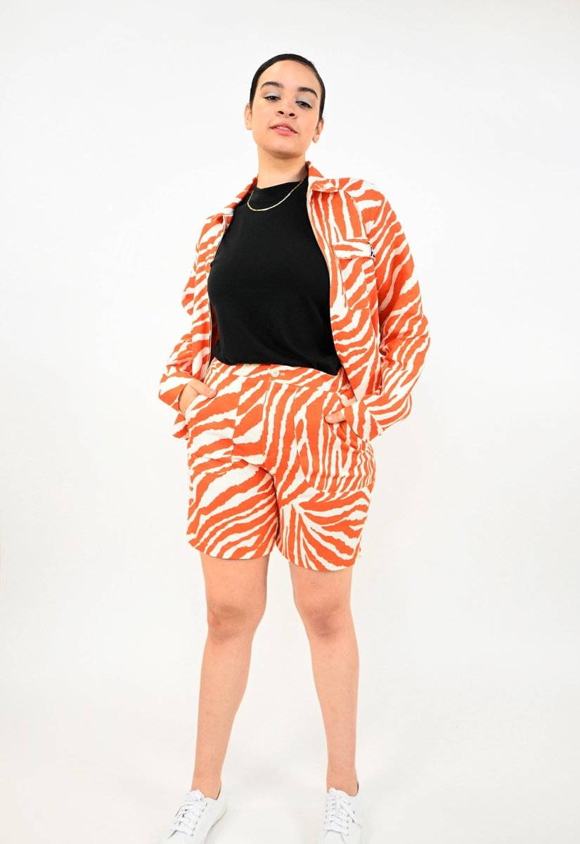 "Zebra Without a Cause" Linen Jacket - Orange Stripe