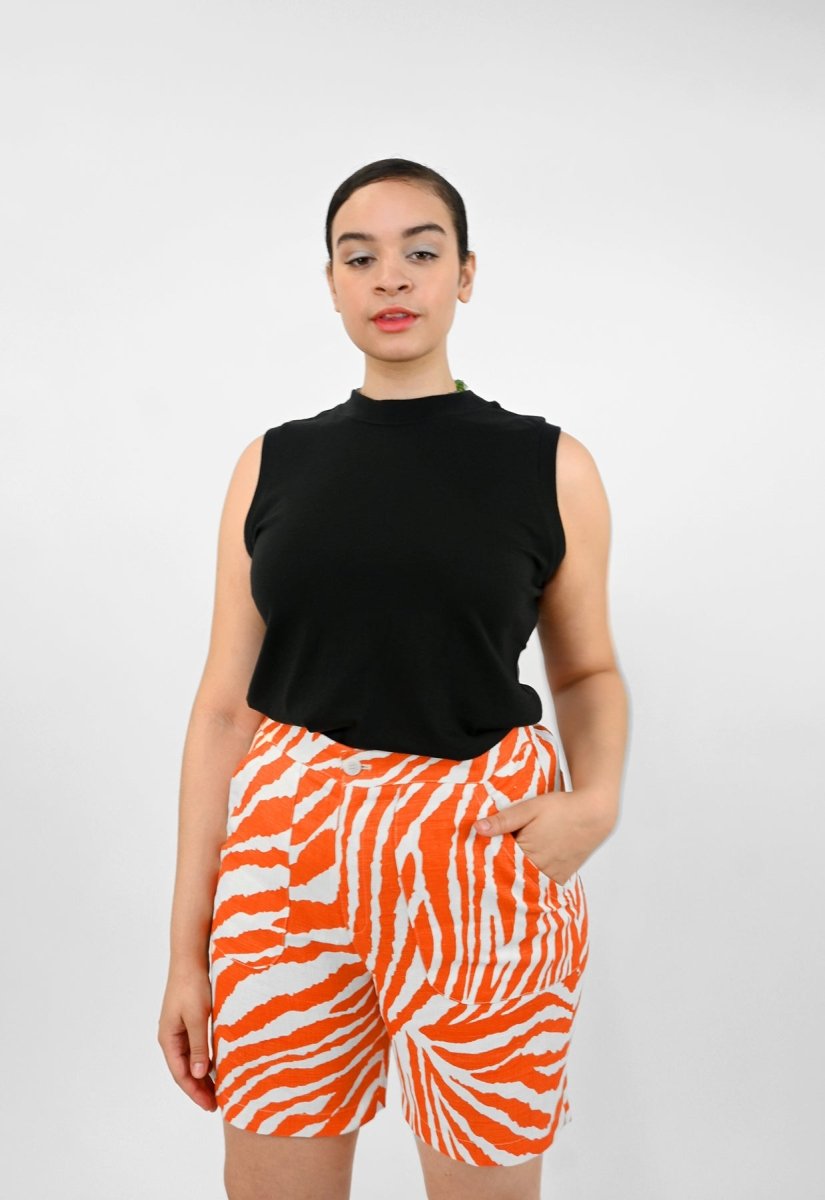 "Zebra Without a Cause" Linen Shorts - Orange Stripe